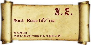 Must Ruszlána névjegykártya